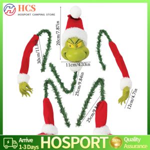 Holiday Season Decor 5PCS Grinch Xmas Character Arm Leg Head Ornaments Holder for Christmas Party