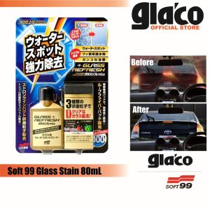 Soft 99 Glass Stain Cleaner- Glass Refresh Oil Film / Water Spots Remover 80ml Soft99