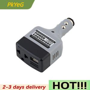 PkYeG Car Mobile Converter Inverter Adapter DC 12V 24V to AC 220V Charger Power+USB