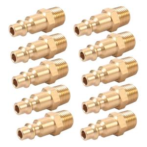 10 cái Brass không khí Coupler và cắm 1/4-inch NPT Nam công nghiệp khí nén cắm nhanh chóng kết nối ống dẫn khí phù hợp