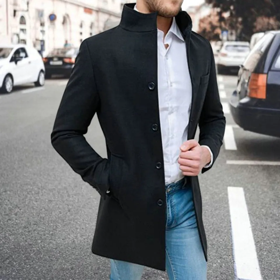 Mens thigh length coat best sale