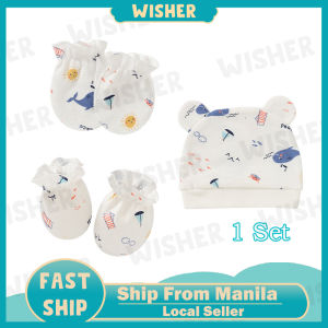 3pcs/Set Infant Cotton Safety Accessory Glove+Cap+Foot Cover Baby Cute Mittens Newborn Safety Gloves