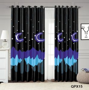 LWEL Semi Blackout  130x220cm Window or Door Home Curtain with 6 Rings Kurtina