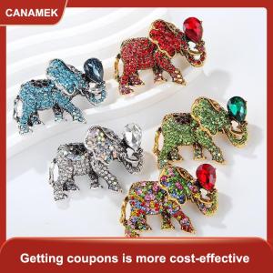 【CANAMEK 】 Fashion Crystal Rhinestone Animal Elephant Brooches For Women Coat Jewelry Accessries Gifts