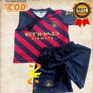 Jersey bola stelan anak mancester city away HALLAND2023 FULL PRINT
