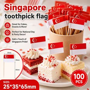 🚩Singapore Flag🚩 50pcs Handheld flag（Wholesale）30*14*21cm Hand flag for decoration 60th Anniversary National Day flag