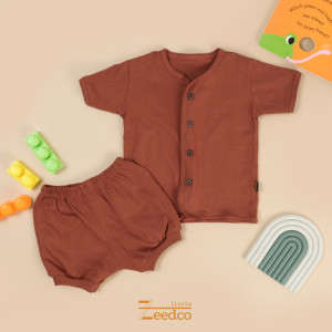 Setelan Baju Bayi Lengan Pendek Dan Celana Pendek Button Set Bayi 0-2 tahun Premium Cotton 24s