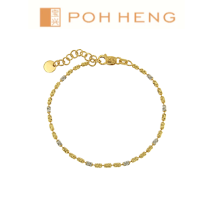 Poh Heng Jewellery 22K Beaded Bracelet in Yellow White Gold[Price By Weight]