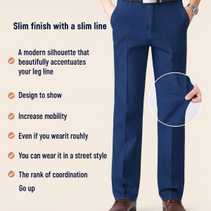Mens business casual upgrade loose elastic highwaisted thin section denim pants male