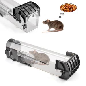 Smart Transparent Mouse Trap 32cm Reusable Rat Trap Automatic Lock Mice Catcher Box Rodents Cage