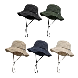 Lightweight Foldable Fishing Hat Windproof Chin Cord Protection Beach Gardening