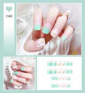 Móng tay giả ngắn đính đá đẹp móng tay giả ngắn đính đá rẻ móng tay giả ngắn đính đá - Gồm 24 móng tay giả + Tặng keo dán móng & 1 cây dũa móng