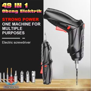 49 In 1 Mesin Bor Obeng Lipat Cordless Screwdriver Mini Electric Drill Wireless Portable Tanpa Kabel Rechargeable Tool Box Set