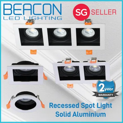 Beacon LED (HOT SELLING) Single / Double / Trible Head Recessed Spotlight Series 8 / Downlight - Front Open / Solid Aluminum - 7W GU10 Replaceable Bulb - 2 years warranty LONGEST WARRANTY (Please refer to the images for colour selection)