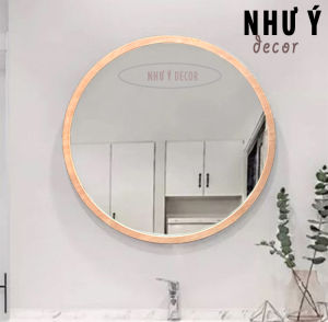 Gương Tròn Treo Tường Viền Gỗ - Gương Trang Trí Phòng Ngủ & Phòng Tắm Đường kính 45cm