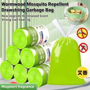 Wormwood Mosquito Repellent Portable Drawstring Bag Anti-Flying Insect Thickened Garbage Bag Deodorizing Plastic Bag 艾草驱蚊垃圾袋