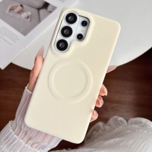 Luxury Frosted PU Leather Texture For Magsafe Phone Case For Samsung S26 S25 S24 Ultra Shockproof Bumper Magnetic Non Slip Cover