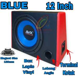 Paket Combo Subwoofer AVX Cyber AC1268 BLUE Double Coil + Terminal Kotak Dan Corong Angin + Tutup 12