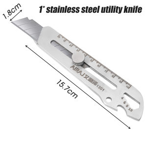 Multifunctional Utility Knife 6 in 1 Stainless Steel Office Knife Stationery All Purpose Cutter Bottle Tin Opener Screw Ruler