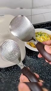 Nurm Non-stick Rice Spoon Stainless Steel Comfortable Wooden Handle Big Rice Paddle Dinner Utensils