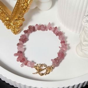 Vòng Tay Handmade Strawberry Quart Hợp Mệnh Thủy Mộc Khóa Thép Không Gỉ - Thu Hút Tình Yêu Tăng Cường Tự Tin -Bluegems