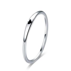 BAMOER Nhẫn Đeo Tay Nguyên Chất Hình Tròn Bằng Bạc Sterling 925 Nhẫn Chạm Khắc Trái Tim Đơn Giản Cho Nữ Trang Sức Đính Hôn Đám Cưới SCR468