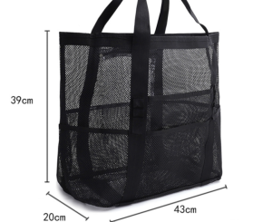 Large Mesh Beach Bag With 8 Pockets Portable XL Tote Bags Foldable Storage Bag for Swimming Travel Durable Women Handbag