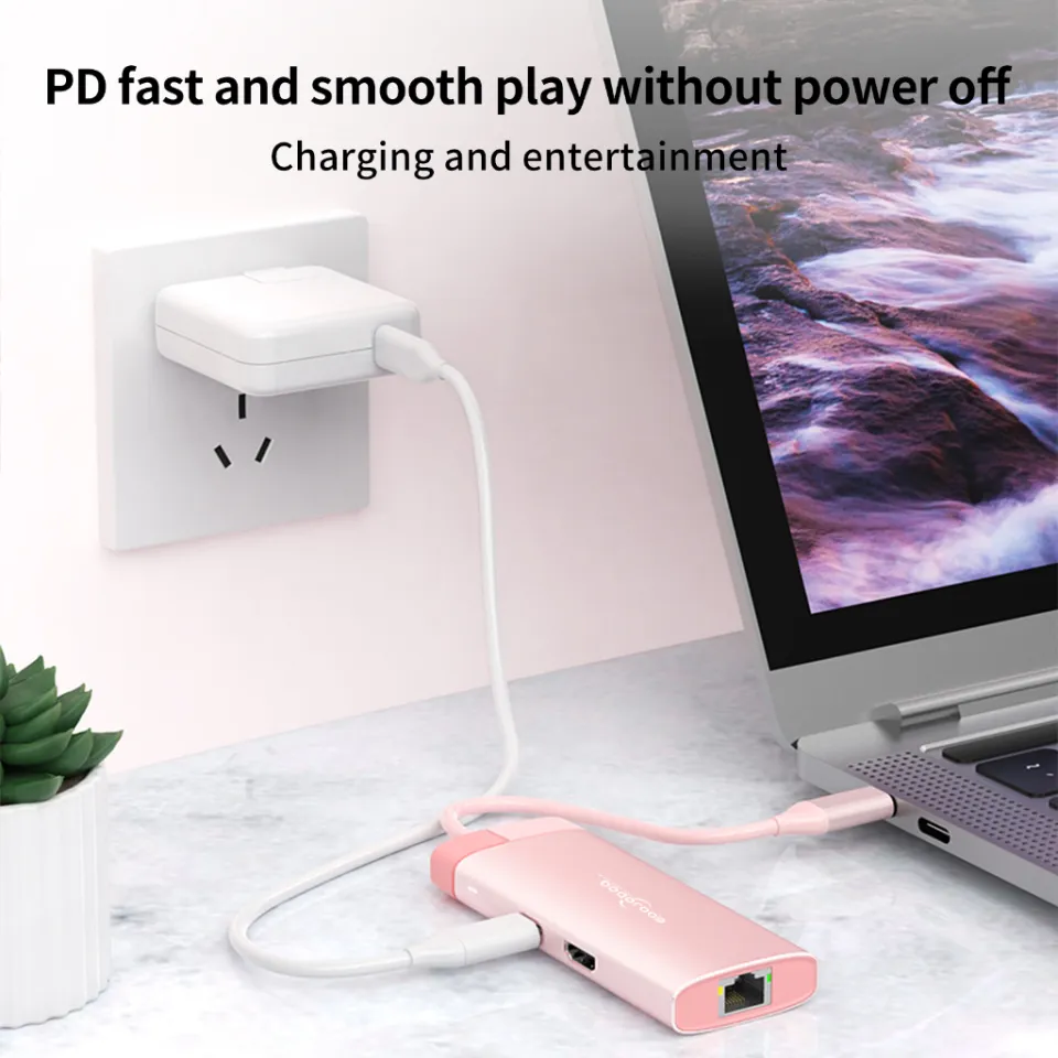 GOOJODOQ 7 in 1 Type-C Adapter HUB Laptop Docking Station untuk