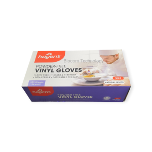 Assorted Sizes 11HAGVG7 White 100pcs Hagens Vinyl Glove Powder Free (Certified Standard EN455) Size S M and L Available