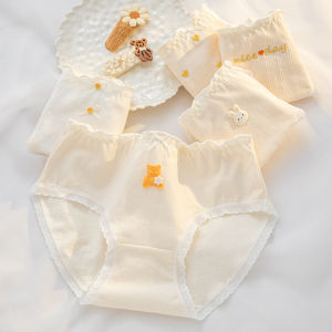 RUNENBAOLUO New Product Fiberglass Antibacterial Crotch Womens Underwear Class a Pure Cotton Womens Underwear Pure Cotton Comfortable Hip Student Briefs