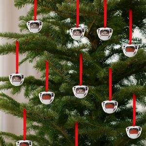 BRISA 5pcs ริบบิ้นสีแดง ระฆังแขวนคริสต์มาส ตัวอักษรโลหะ ซิลเวอร์รี่ ของตกแต่งต้นคริสต์มาส ของขวัญคริสต์มาส ทำด้วยมือ ระฆังต้นคริสต์มาส ของตกแต่งสวนบ้าน