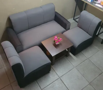 sala set grey black fabric sofa with center table uratexfoam cod only!!!!
