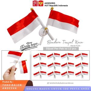 [isi 12] Bendera Tempel Kaca Merah Putih / bendera merah putih hiasan mobil / aksesoris hut ri bendera tempel kaca hut ri