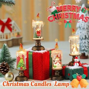 Christmas Flameless Crystal Ball Candles Simulated Candle Lamp for Home Decor Festive Xmas Gift