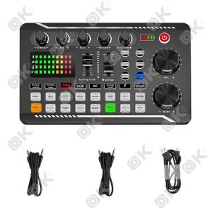 OKMUSIC F998การ์ดเสียงสตูดิโอบันทึกบลูทูธแบบมืออาชีพเข้ากันได้กับโทรศัพท์ PC เครื่องผสมเสียงเครื่องขยายเสียงเพลงสด