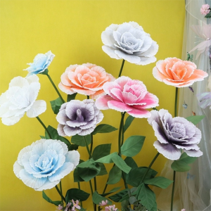 MACRAMEX 30CM Giant Simulated Rose Flower PE Foam Material Linen Simulated Photography Studio Props Party Supply Wall Decoration Simulation Flowers Branch Wedding Backdrop