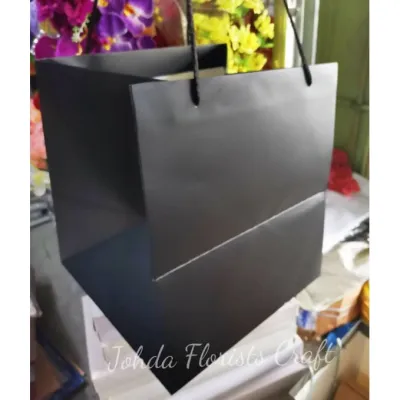 Square Base Gift Bag (4 size choice) Plain Shopping Craft Paper Bag with Long Handle Beg Bertapak Besar