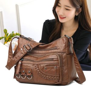 ADAM High Quality Purses Dacron Pu Leather Crossbody Shoulder Bags Vintage Multi-pocket Handbags
