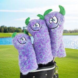 NALANILI Đồ nhồi bông Bọc gỗ gôn Mẫu hoạt hình Phụ kiện Golf Bọc bảo vệ gậy golf Thực tế Màu tím Bao tay gậy đẩy golf Sân gôn