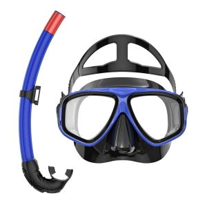 Low Volume Mask and Wet Snorkel Set Anti-Leak Tempered Glass Snorkel Mask Set For Adults Training Snorkeling Kit