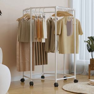 Rotating Clothes Rack Thicken Standing Drying Rack Outdoor Indoor Metal Hanging Rack Round Clothes Rack Removable Towel Rack