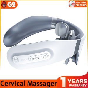 G2E Cervical massagerportable6 modes9 levels of intensityconstant temperature hot compresslong batterySpeech And Audiocurrent pulsewireless neck massagerpain reliefsuitable for mens and womens officesliving roomsbedroomswhite颈部按摩器、颈椎按摩仪
