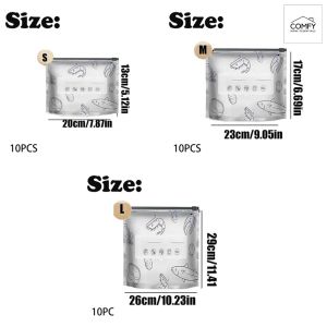 (10 or 30PCS/SET) Aluminum Foil Freezer Storage Bag Refrigerator Organizer Food Container Set Zipper