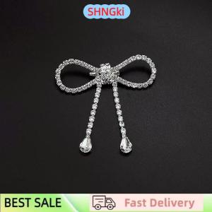 SHNGki Fashion Romantic Sweet Rhinestone Bowknot Brooch Pearl Tassel Buckle Pin Cardigan Coat Sweater Brooches Wedding Accessories