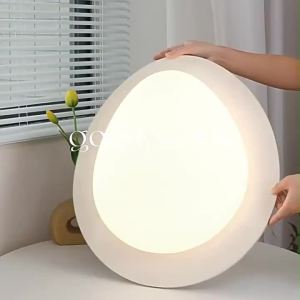 SXH Creative full-spectrum eye-care ceiling light for bedrooms and childrens rooms featuring a walnut wood grain and pebble design in a Nordic minimalist style suitable for hallways