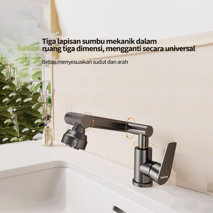 Kran Shower Rotasi 360°/ Kran Wastafel 2 Mode /Kran Angsa Dapur ...