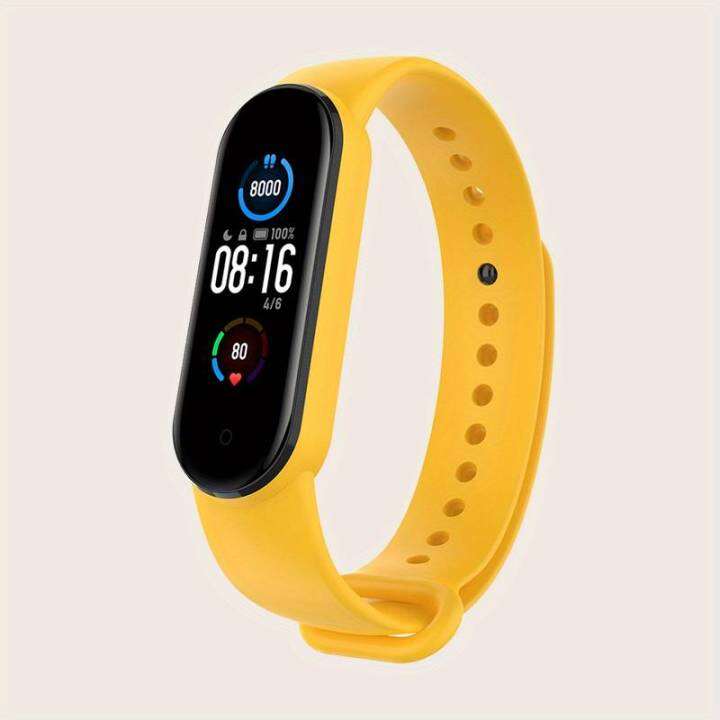 Solid Silicone Watchband Compatible With Mi Band 5 6 7, Adjustable ...