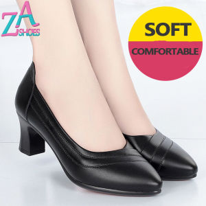 ZAZAผู้หญิงรองเท้าหนังนุ่มส้นลาดสไตล์เกาหลีรองเท้าใส่ในบ้านนุ่มสบบายLadyหนาลื่นรองเท้าสําหรับทํางาน2021ใหม่