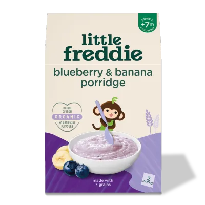 Little Freddie Organic Baby Porridge 2*80g (6-7m+)Baby Rice 7 Grain with Blueberry
