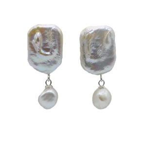 Bông Tai Nữ Thời Trang Mới Ngọc Trai Tự Nhiên Màu Trắng Bông Tai Vuông Baroque Dài Thủ Công Quà Tặng Kỷ Niệm